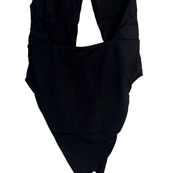 NWT Helen Owen Byblos Cutout Halter Tie Cheeky High Cut One Piece Swim M Black - Picture 11 of 14